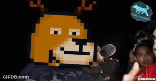 Pixelated Dog With Antlers GIF