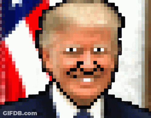 Pixelated Donald Trump With Mustache GIF