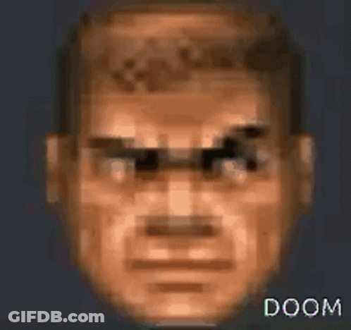 Pixelated Doom Man Face GIF