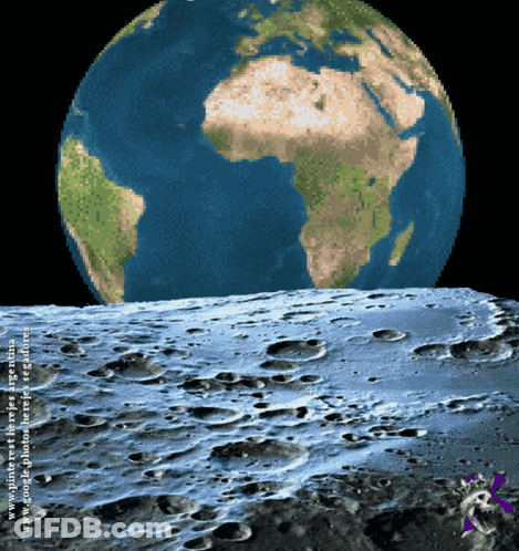 Pixelated Earth And Moon With Pinterest URL GIF