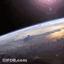 Pixelated Earth From Space Purple Background GIF