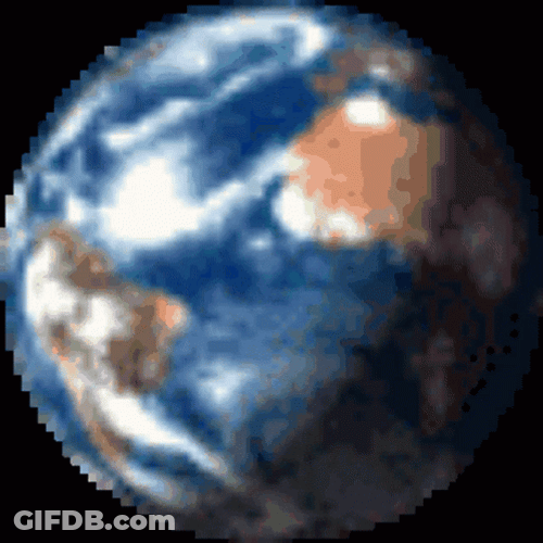Pixelated Earth Spinning GIF