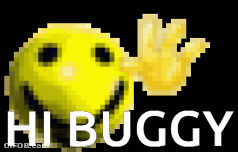Pixelated Emoticon Waving Hi Buggy GIF