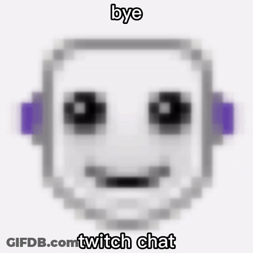 Pixelated Face With Headphones Saying Bye Twitch Chat GIF