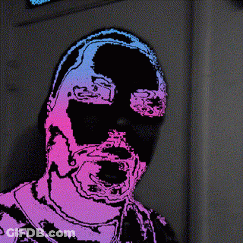 Pixelated Face With Purple And Blue Tones GIF