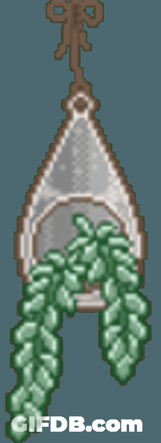 Pixelated Green Hanging Fern Plant GIF