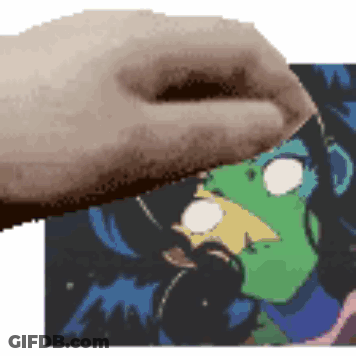 Pixelated Hand Holding Paper With Cartoon Character GIF