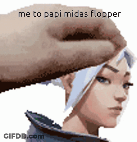 Pixelated Head Saying Me To Papi Midas Flopper GIF