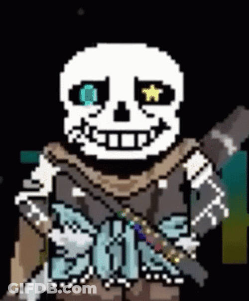 Pixelated Ink Sans Smiling Happily GIF