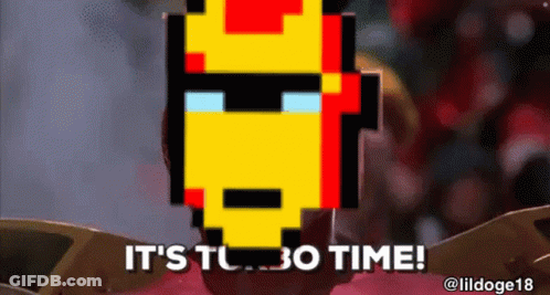 Pixelated Iron Man It's Turbo Time GIF