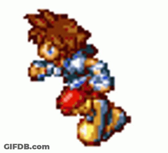Pixelated Kingdom Hearts Sora Running GIF