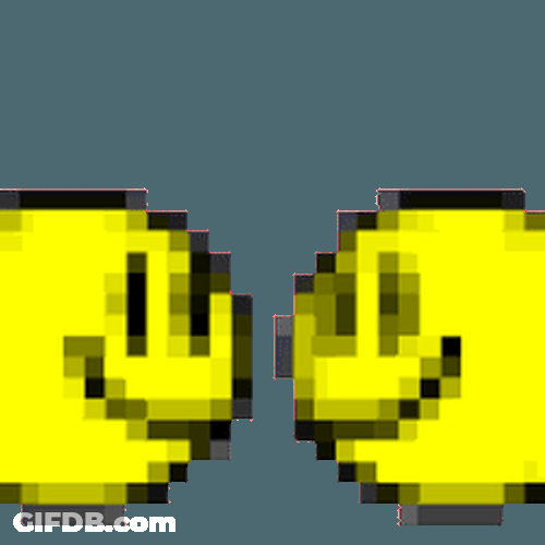 Pixelated Kissing Emoji Couple GIF