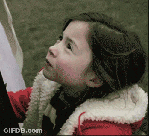 Pixelated Little Girl In Red Coat GIF
