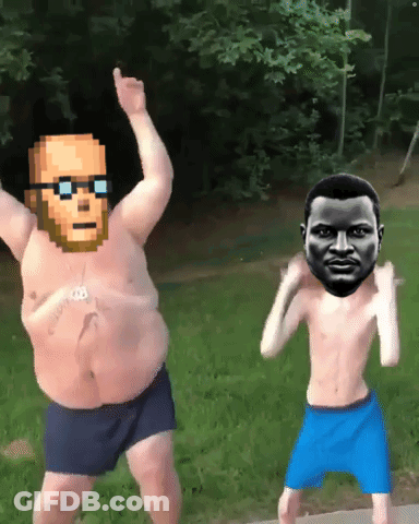Pixelated Man And Boy Dancing, Sunglasses, K Necklace GIF