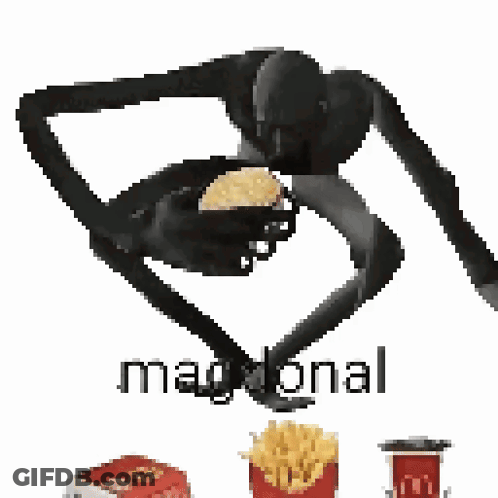 Pixelated Man Eating French Fries And McDonald's Box GIF