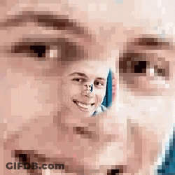 Pixelated Man Face With Blue Nose Ring GIF
