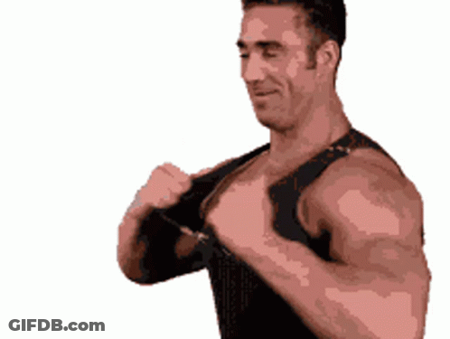 Pixelated Man Flexing Muscles GIF