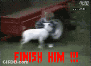 Pixelated Man Holding Sheep Saying Finish Him GIF