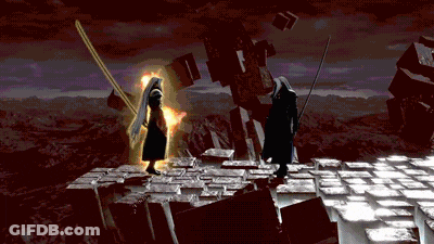 Pixelated Man Holding Sword GIF