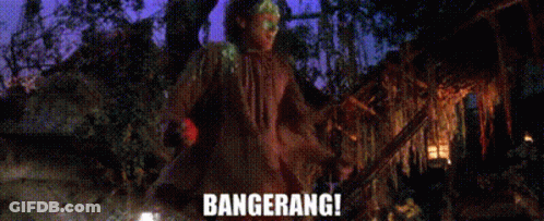 Pixelated Man Holding Sword Saying Bangerang GIF