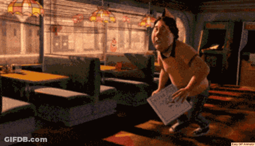 Pixelated Man In Diner Holding Menu GIF
