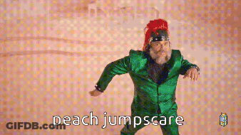 Pixelated Man In Green Suit Dancing Peach Jumpscare GIF
