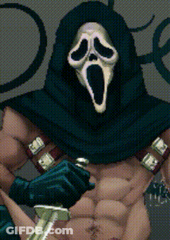 Pixelated Man In Scream Mask GIF