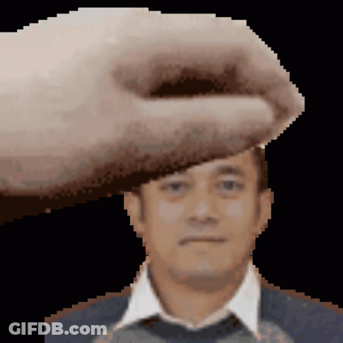 Pixelated Man's Face With Hand GIF