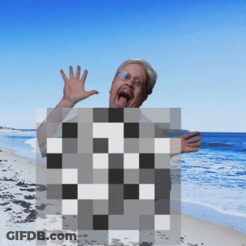 Pixelated Man Standing On Beach With Open Mouth GIF