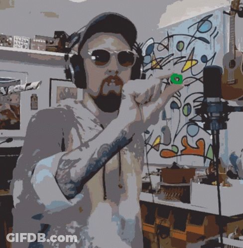 Pixelated Man Wearing Headphones GIF