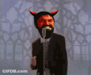 Pixelated Man With Beard And Horns GIF