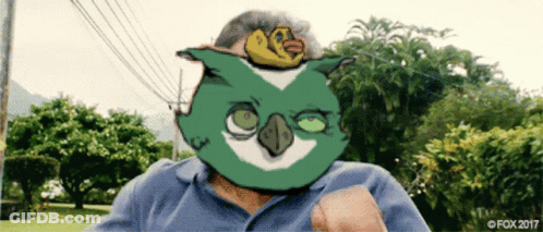 Pixelated Man With Bird Mask GIF