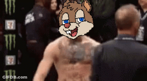 Pixelated Man With Chipmunk On Face GIF