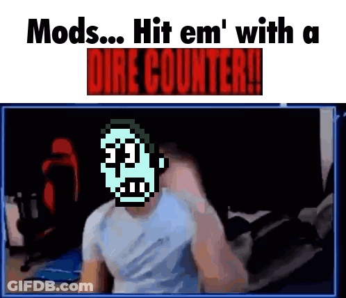 Pixelated Man With Mods Hit Em With A Dire Counter GIF