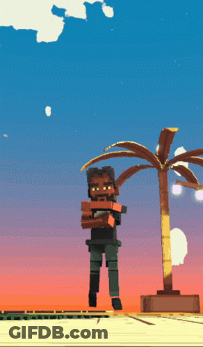Pixelated Man With Skull Shirt GIF