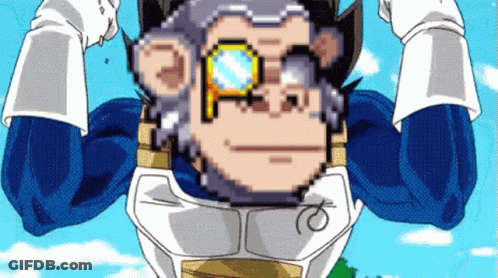 Pixelated Monkey Wearing Glasses And Vest With Letter P GIF