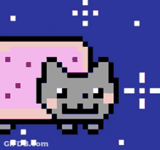 Pixelated Nyan Cat Winking GIF