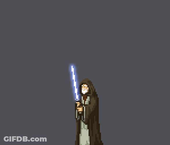 Pixelated Obi Wan Kenobi With Lightsaber Image GIF