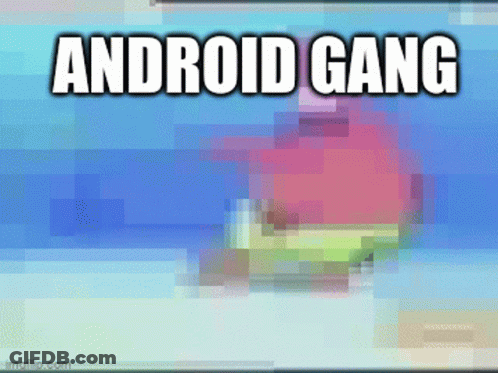 Pixelated Patrick Spongebob With Android Gang Text GIF