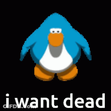 Pixelated Penguin Saying I Want Dead GIF
