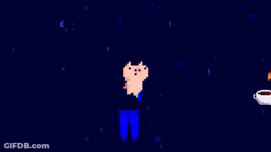 Pixelated Pig Flies Starry Night Animation GIF