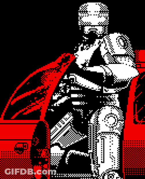Pixelated Robocop On Car GIF