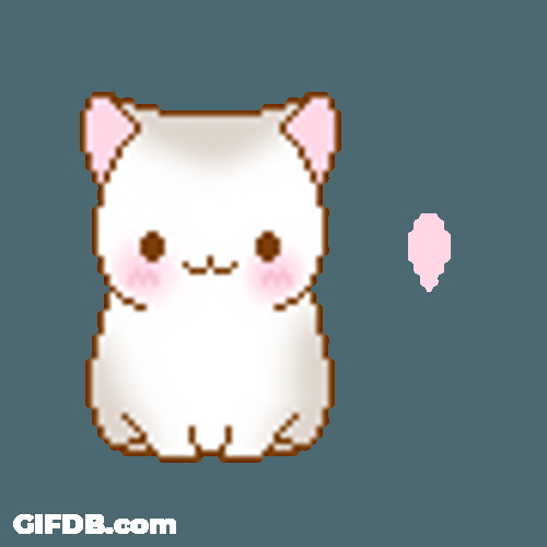 Pixelated Sad Cat Bowing Down GIF