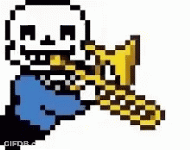 Pixelated Skull Sad Trombone GIF