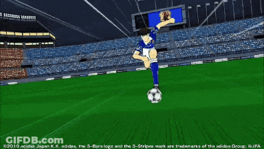 Pixelated Soccer Player Kicking Ball GIF