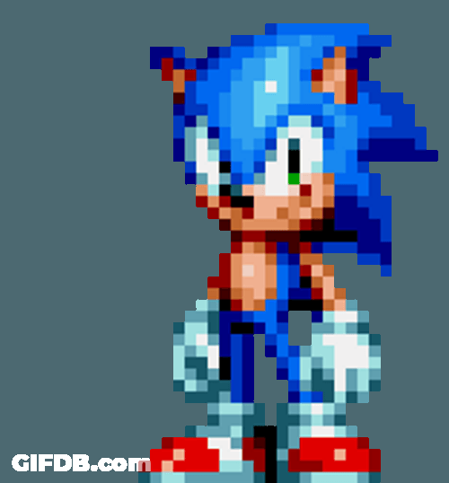 Pixelated Sonic The Blue Hedgehog Dancing Peace Sign GIF