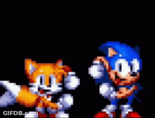 Pixelated Sonic The Hedgehog And Tails Happy Dancing GIF