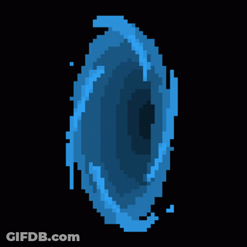 Pixelated Spinning Blue Portal GIF