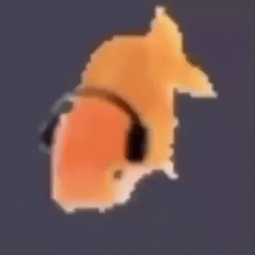 Pixelated Spinning Yellow Fish Animation GIF