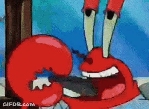 Pixelated SpongeBob Crab Holding Knife GIF